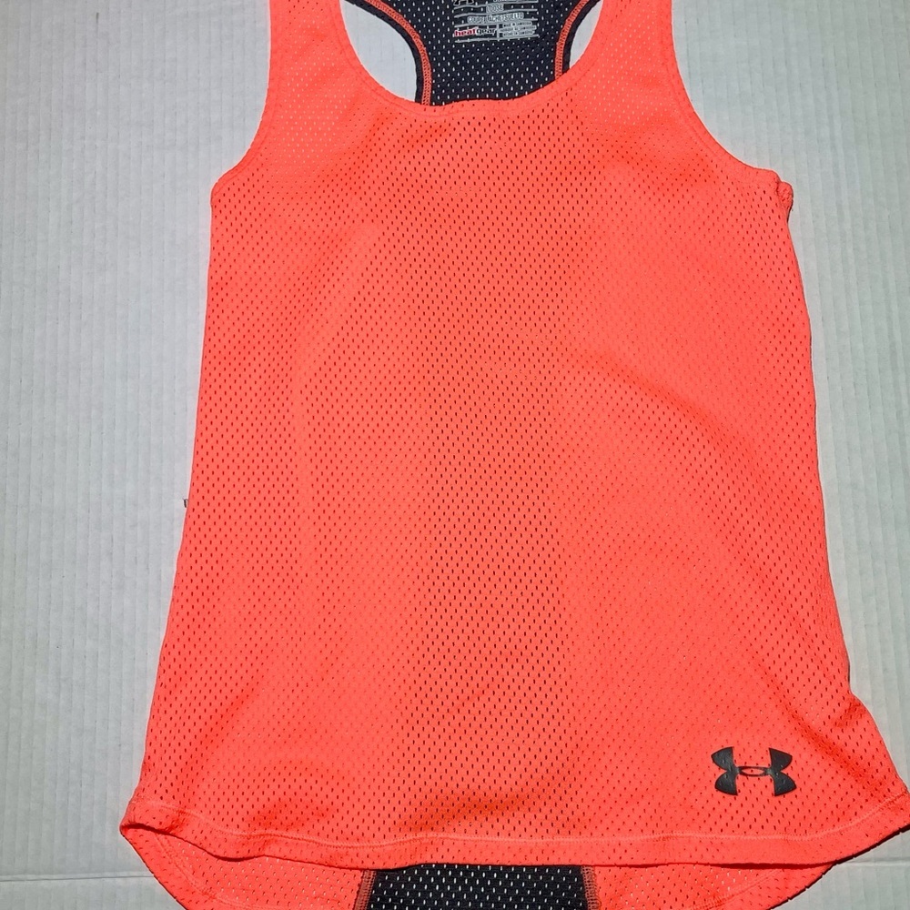 Under Armour Heat Gear Activewear Tank Top Coral/ Grey Youth Medium